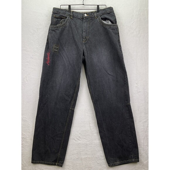 Vintage Y2K Makavelli Black Denim Jeans Mens sz 38x34 - Picture 1 of 9